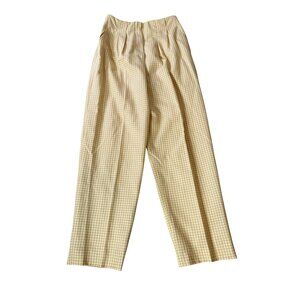 NWT Evan-Picone Yellow Gingham Check Trousers Size 8
